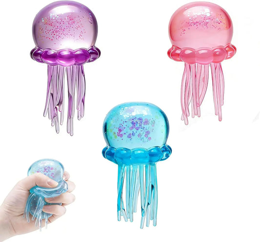 Soft Gel Filled Sensory Squeeze Toy, Stretchy Elastic Squishy Stress Relief Ball, Calming Anxiety Reducing Hand Fidget, Cute Relaxing Jelly Texture, Fun Portable Handheld Squeeze Toy Gift for All Ages